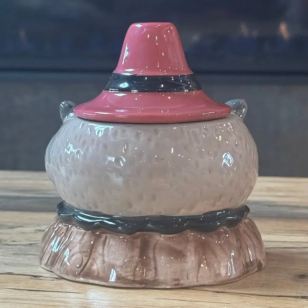 Johanna Parker Raccoon Pilgrim Hat Candy Canister Jar Fall Thanksgiving HTF 5”H